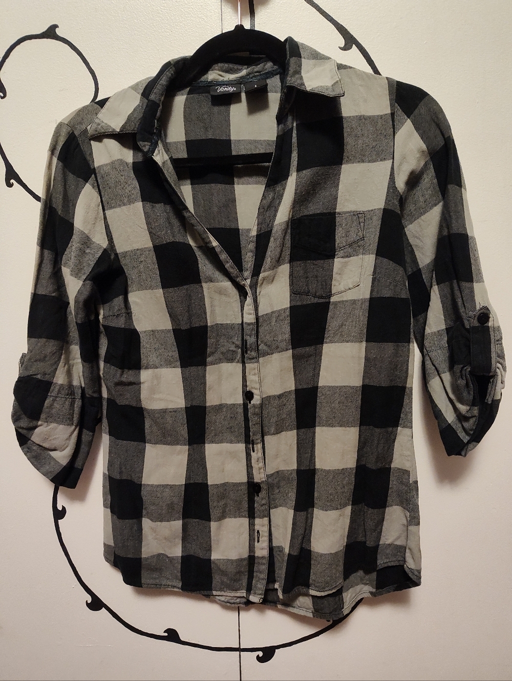 Black & White Plaid Button Up Shirt